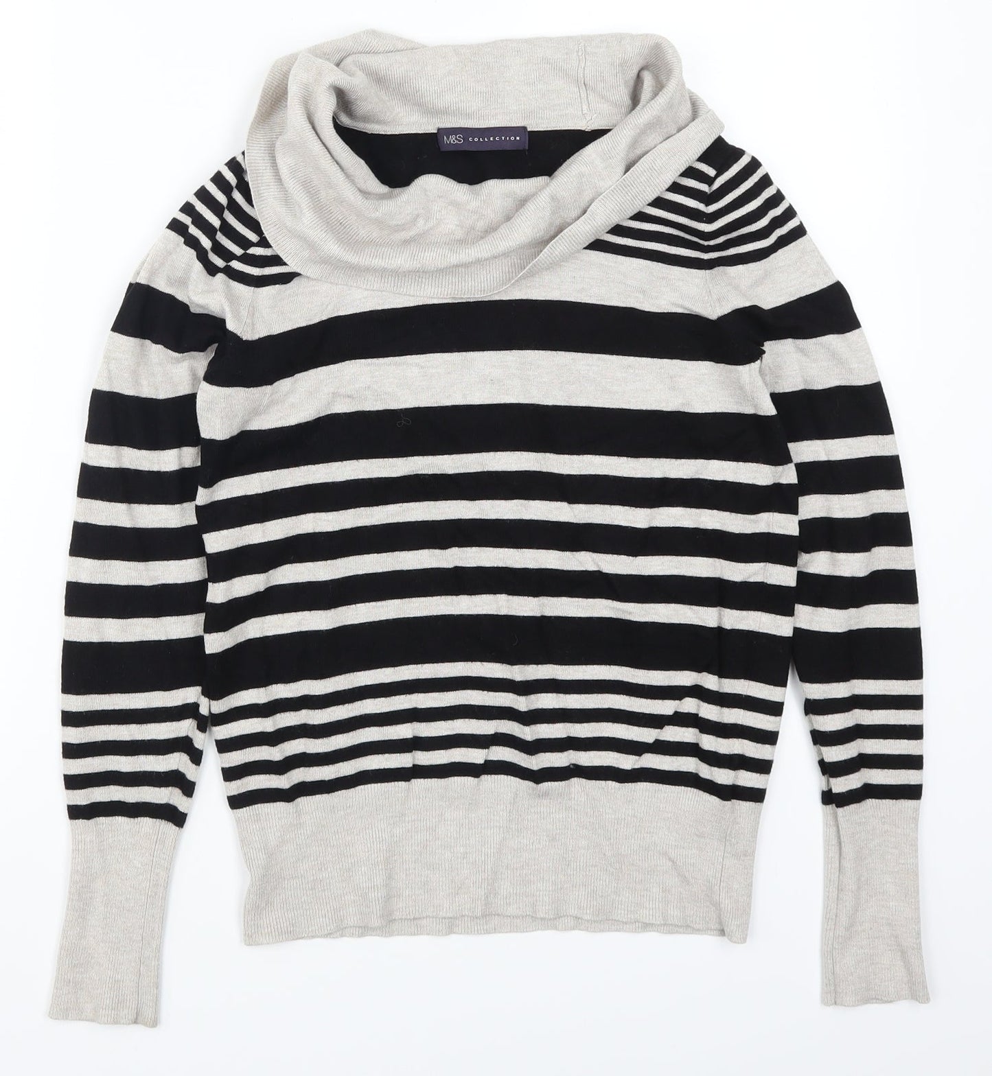 Marks and Spencer Womens Grey Striped  Pullover Jumper Size 10
