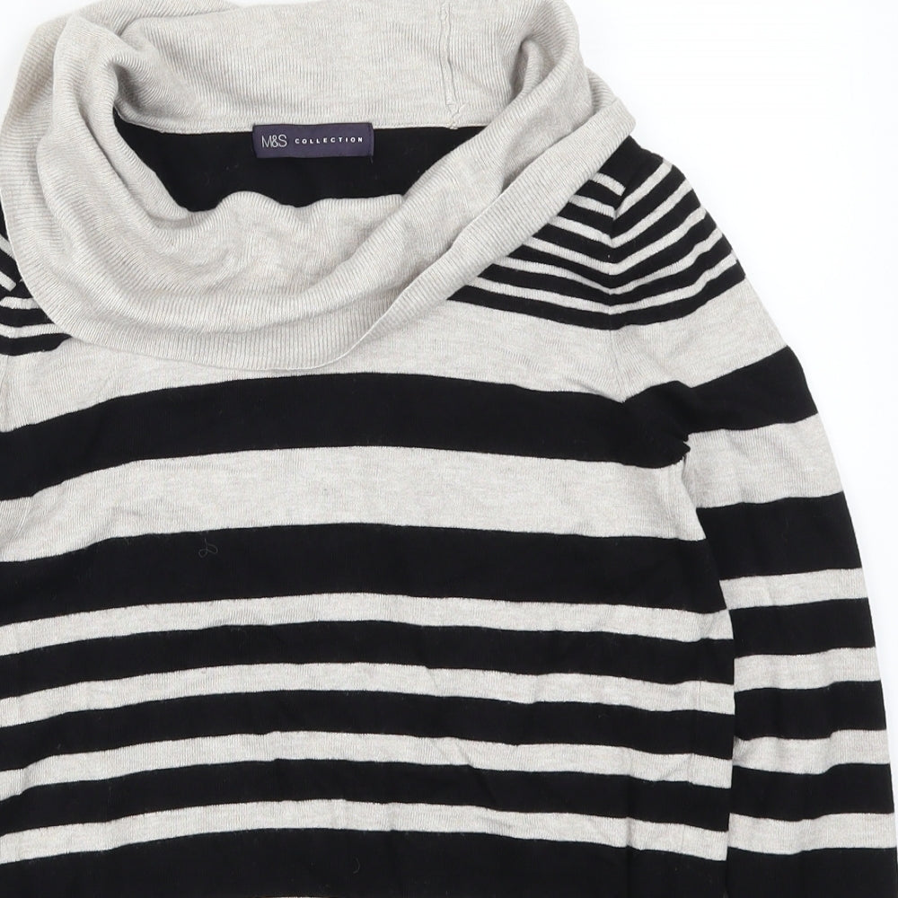 Marks and Spencer Womens Grey Striped  Pullover Jumper Size 10