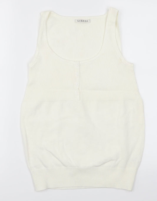 George Womens White   Basic Tank Size 10  - Cream