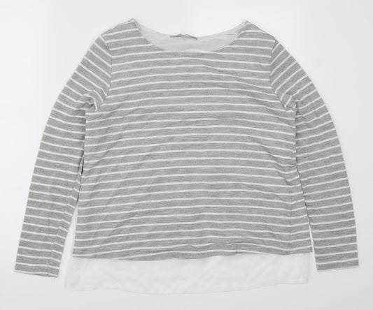 Atmosphere Womens Grey Striped  Basic T-Shirt Size 12