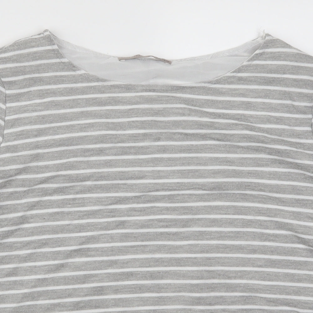 Atmosphere Womens Grey Striped  Basic T-Shirt Size 12