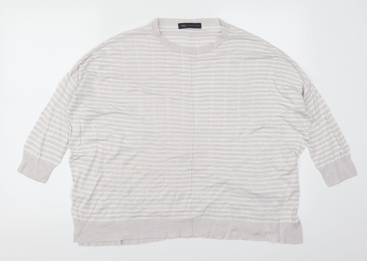 Marks and Spencer Womens Grey Striped  Pullover Jumper Size 14
