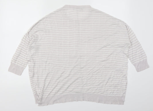Marks and Spencer Womens Grey Striped  Pullover Jumper Size 14