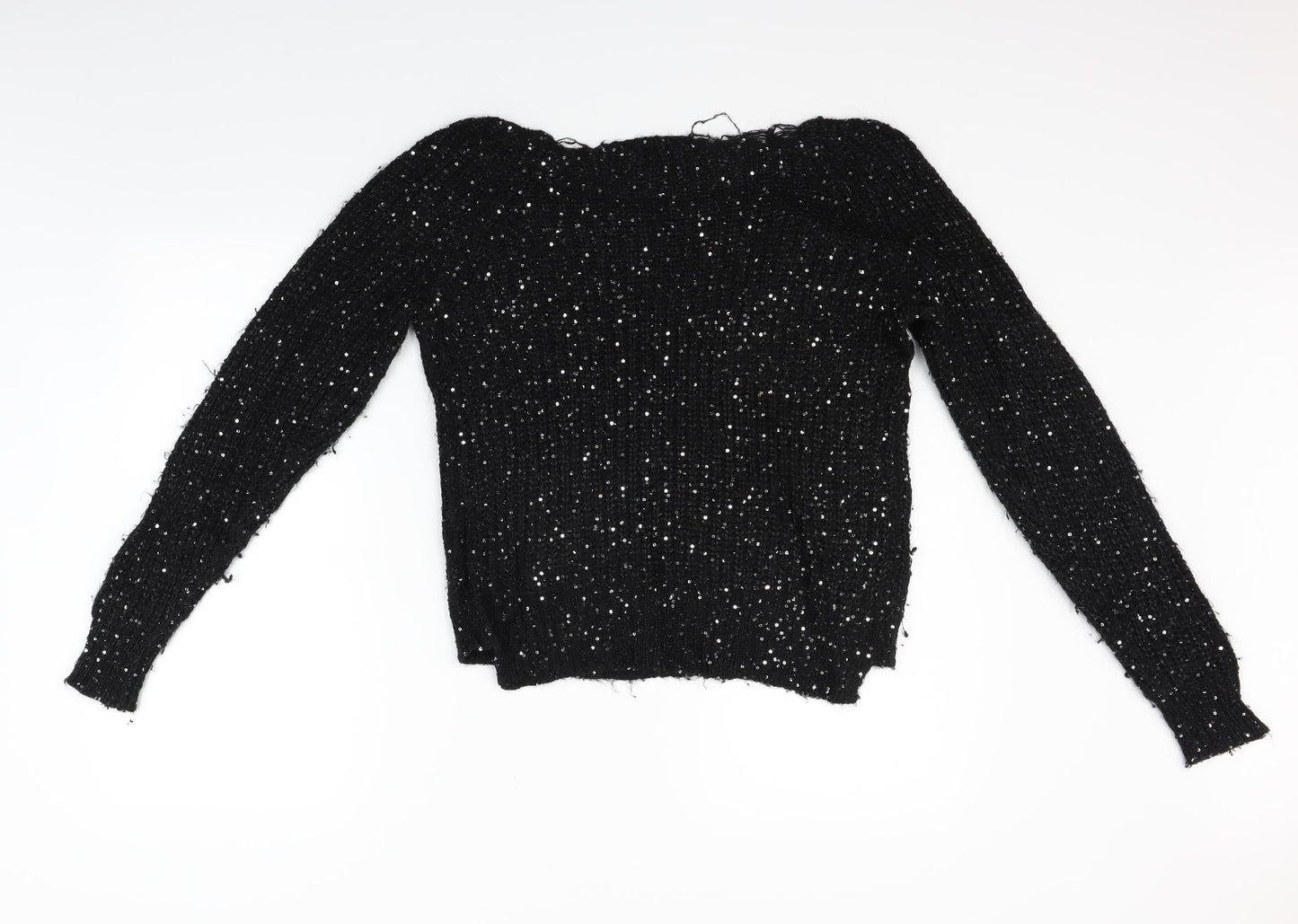 es on Womens Black   Pullover Jumper Size L  - Sequin detail