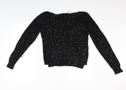 es on Womens Black   Pullover Jumper Size L  - Sequin detail