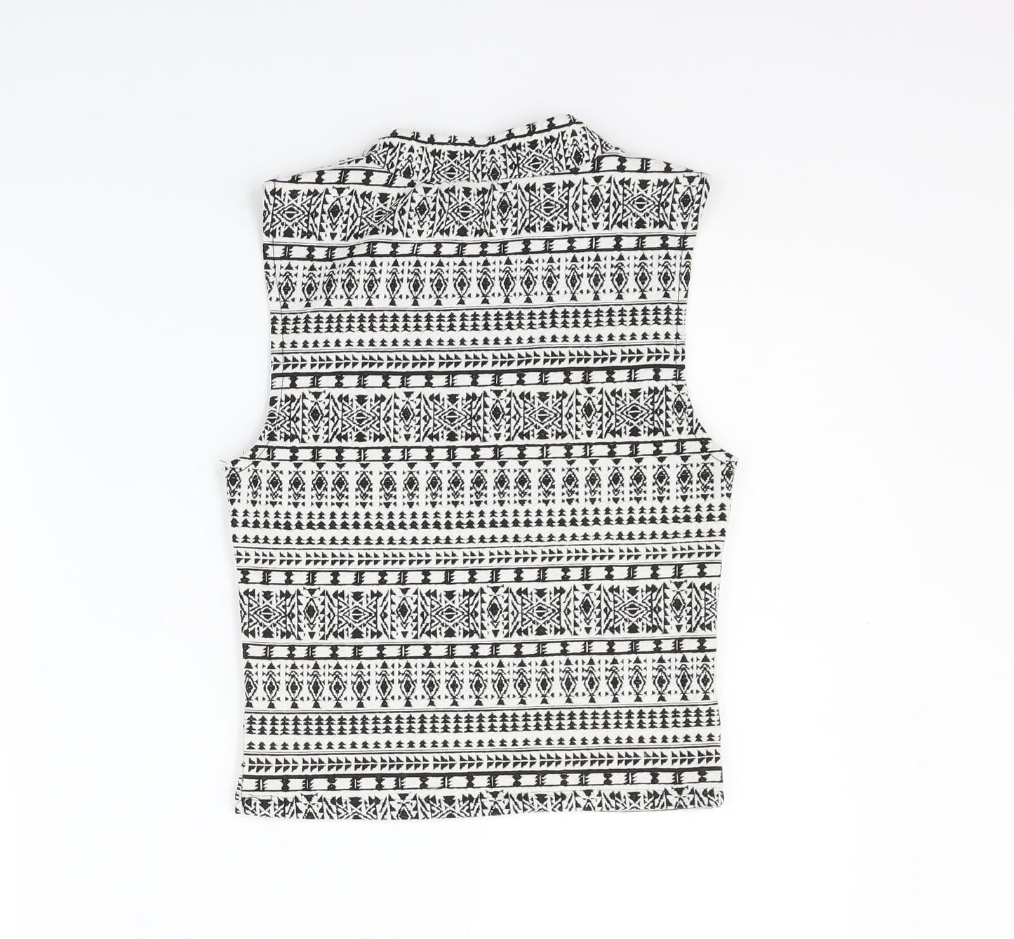 Divided Womens White Geometric  Basic Blouse Size S