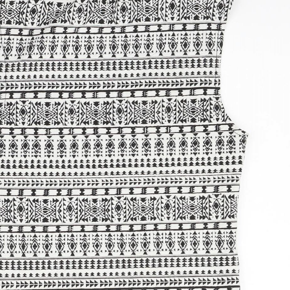 Divided Womens White Geometric  Basic Blouse Size S