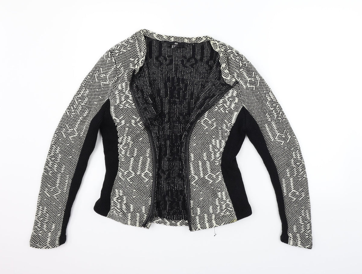 H&M Womens Grey Geometric  Cardigan Jumper Size M