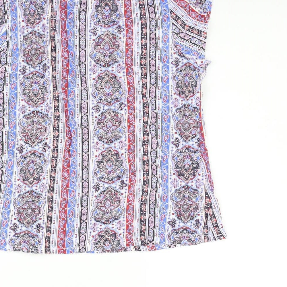 PEP&CO Womens Blue Geometric  Basic Blouse Size 10