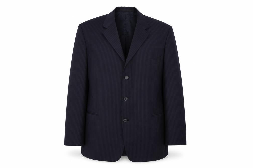 Mens 46 Chest Regular Super 100's Blue Three-Button