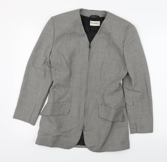 planet Womens Grey Check  Jacket Coat Size 8