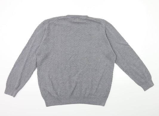 Easy Mens Grey  Knit Pullover Jumper Size L