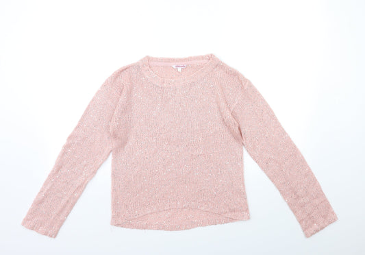MISS EVIE Girls Pink  Knit Pullover Jumper Size 12-13 Years