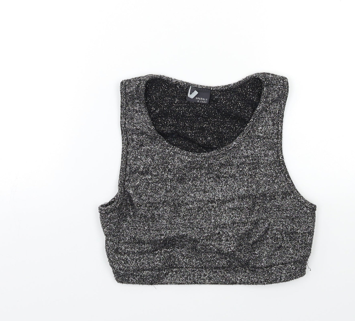 Sparkle & Fade Womens Silver  Knit Basic Tank Size S