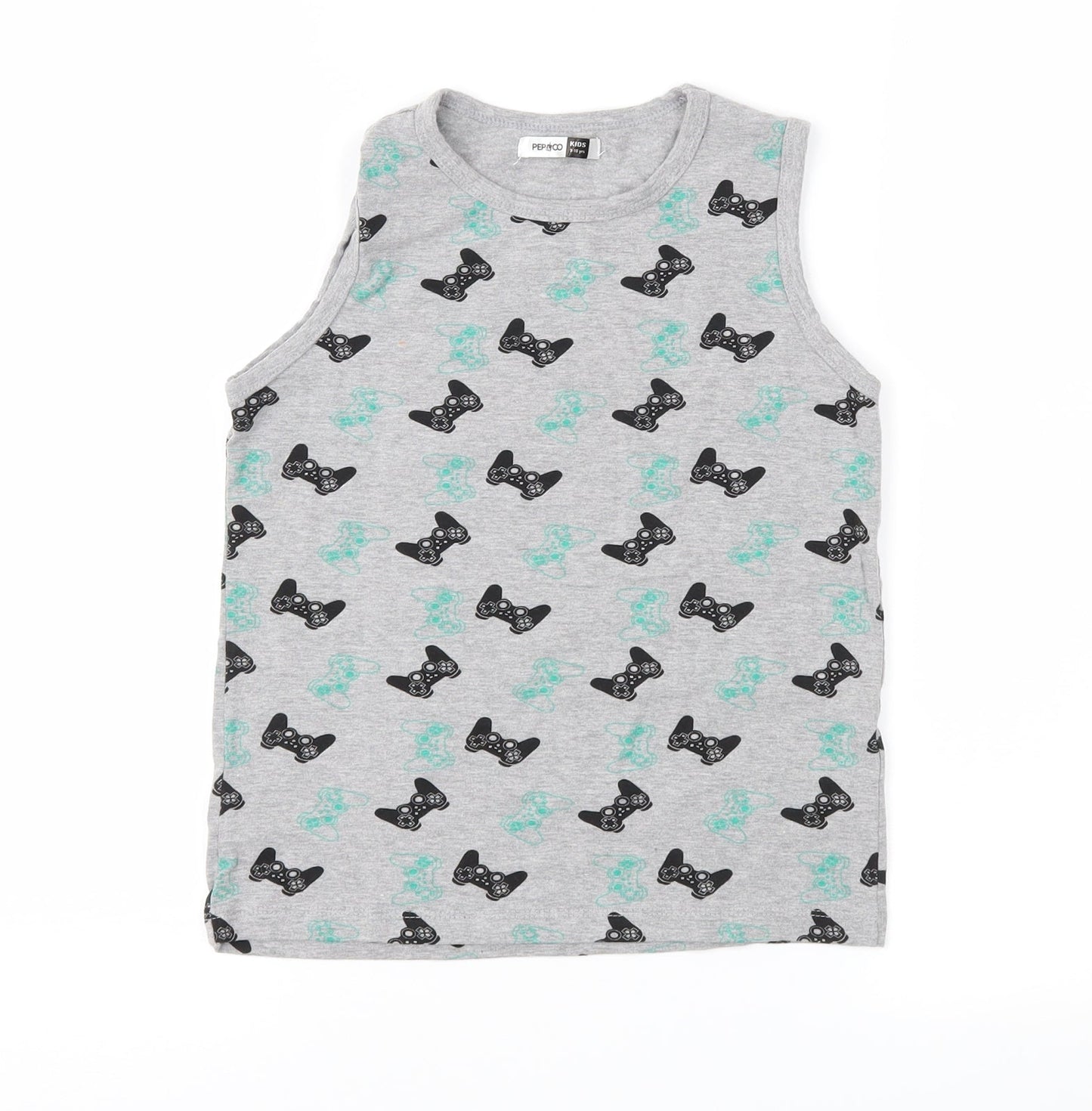 Pep&Co Boys Grey Geometric  Basic Tank Size 9-10 Years