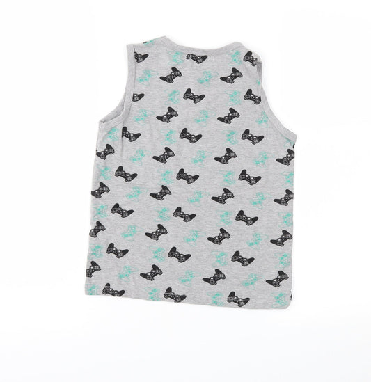 Pep&Co Boys Grey Geometric  Basic Tank Size 9-10 Years
