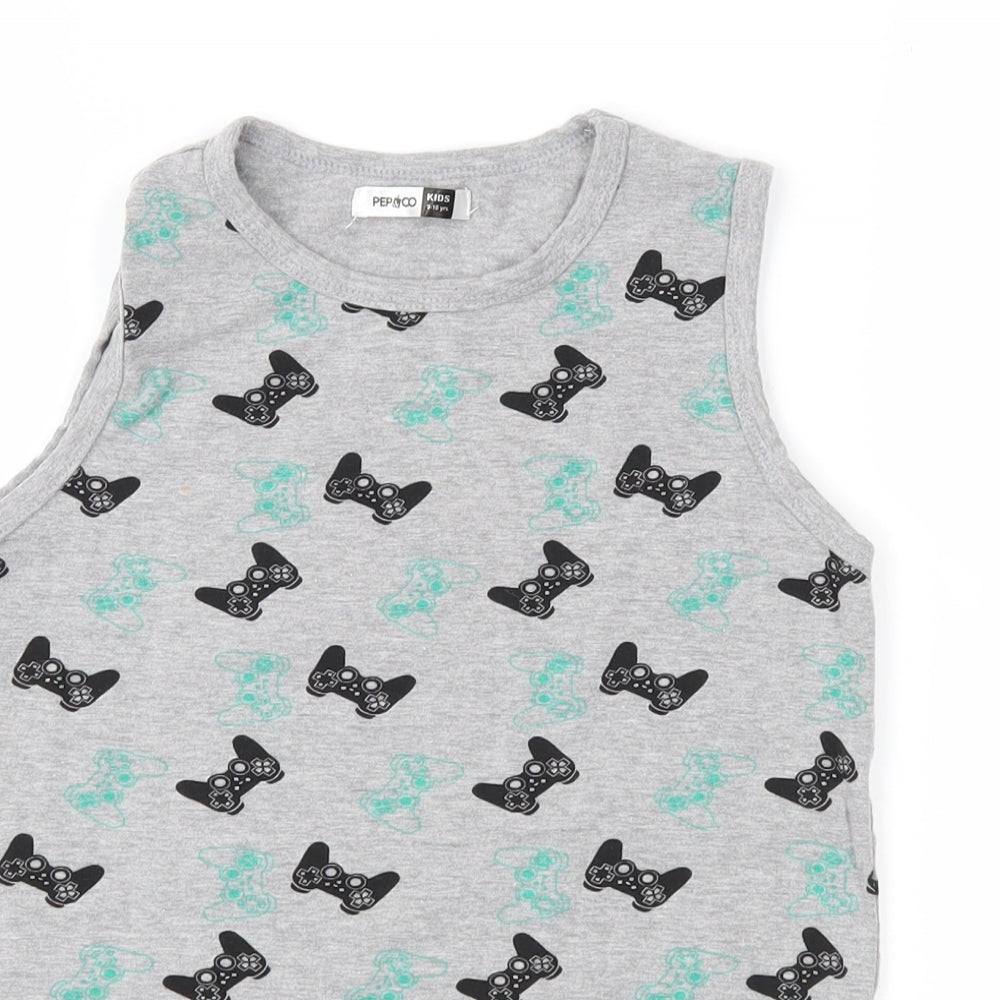 Pep&Co Boys Grey Geometric  Basic Tank Size 9-10 Years