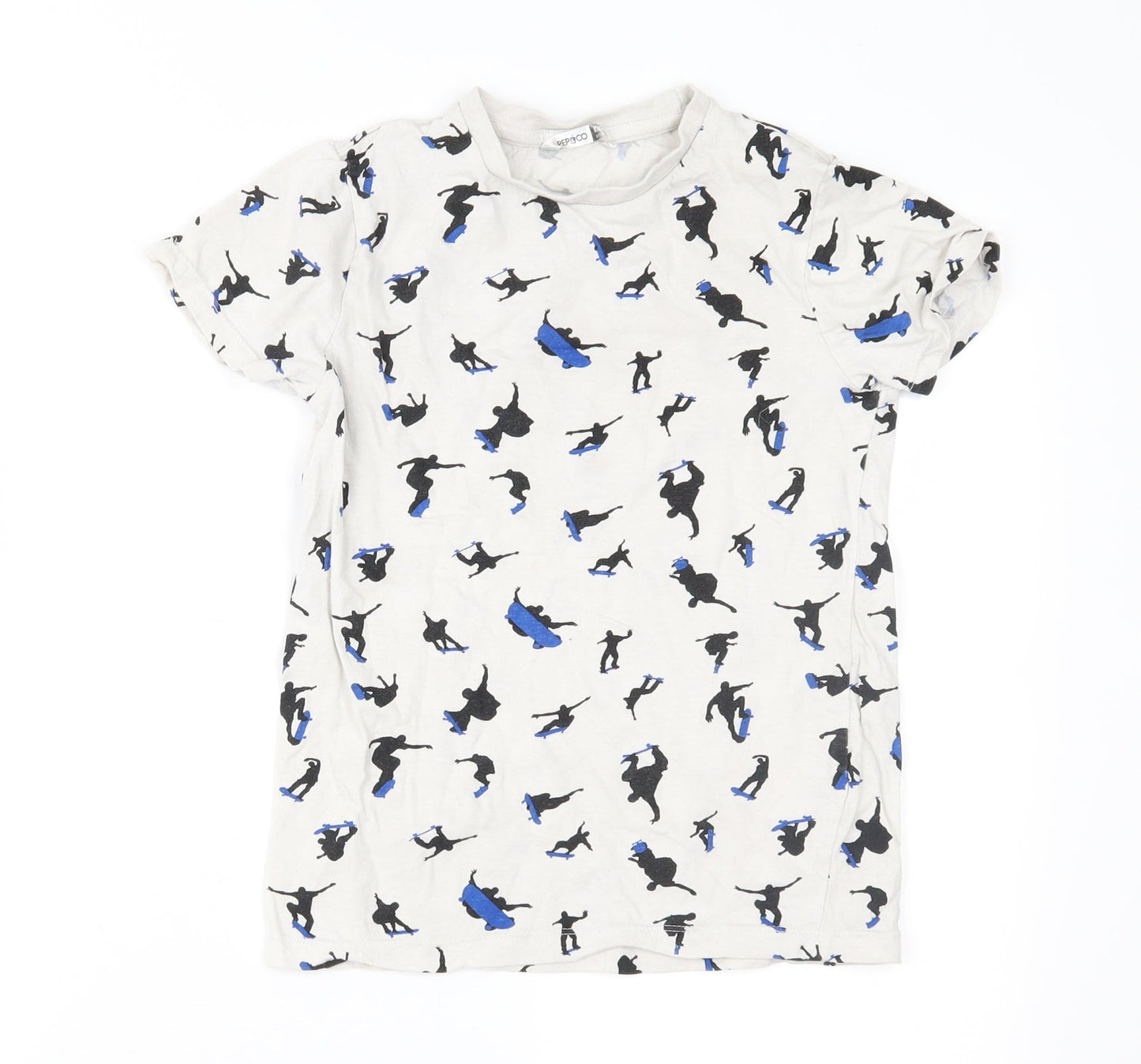 Pep&Co Boys Grey Geometric  Basic T-Shirt Size 10-11 Years