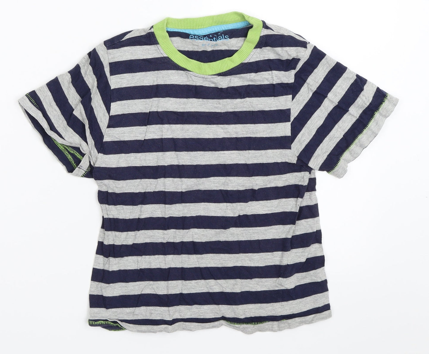 Primark Boys Grey Striped  Basic T-Shirt Size 6-7 Years