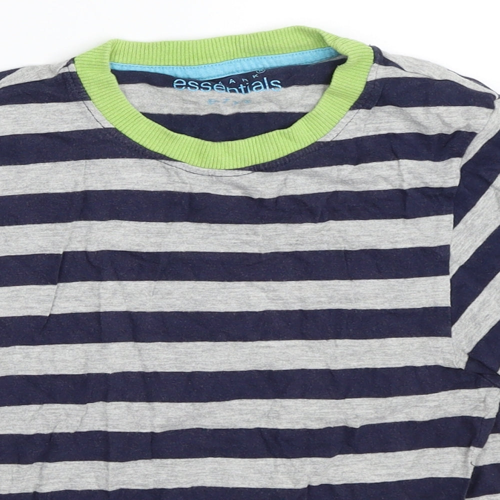 Primark Boys Grey Striped  Basic T-Shirt Size 6-7 Years