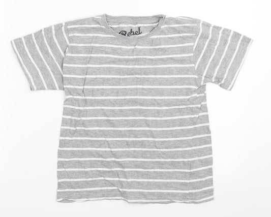 Rebel Boys Grey Striped  Basic T-Shirt Size 5-6 Years