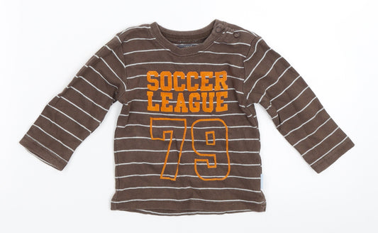 H&M Boys Brown Striped  Basic T-Shirt Size 6-9 Months