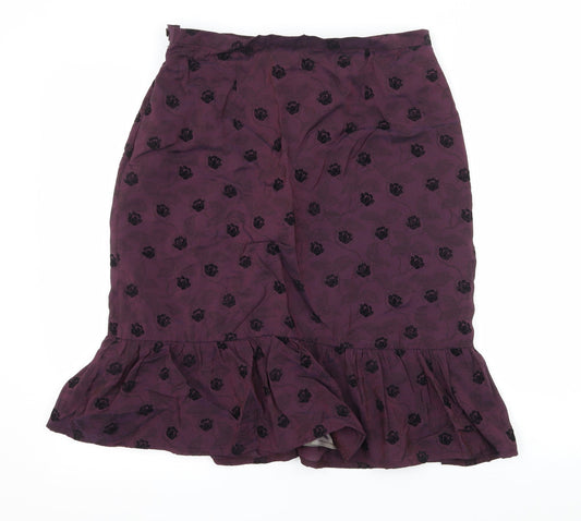 Renaissance Womens Purple Geometric  A-Line Skirt Size 12