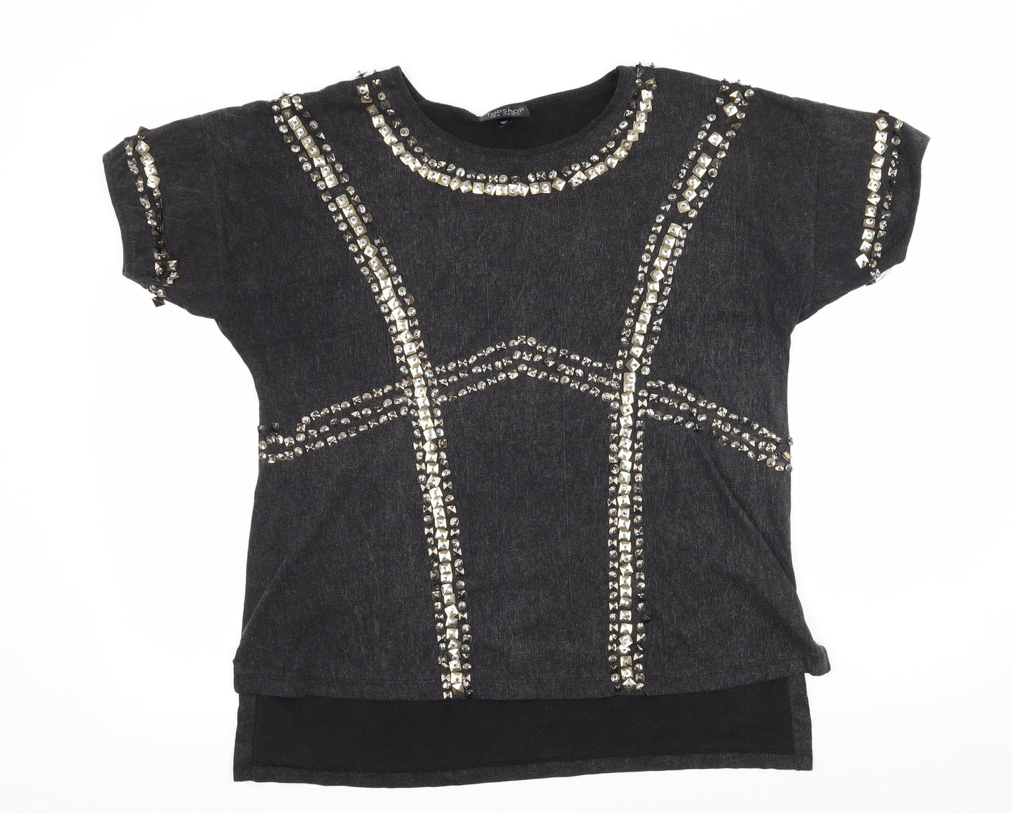 Topshop Womens Grey  Jersey Basic T-Shirt Size 12