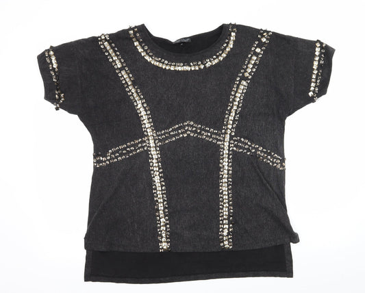 Topshop Womens Grey  Jersey Basic T-Shirt Size 12
