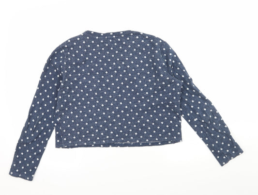 Cooperative Womens Blue Polka Dot Jersey Basic T-Shirt Size M