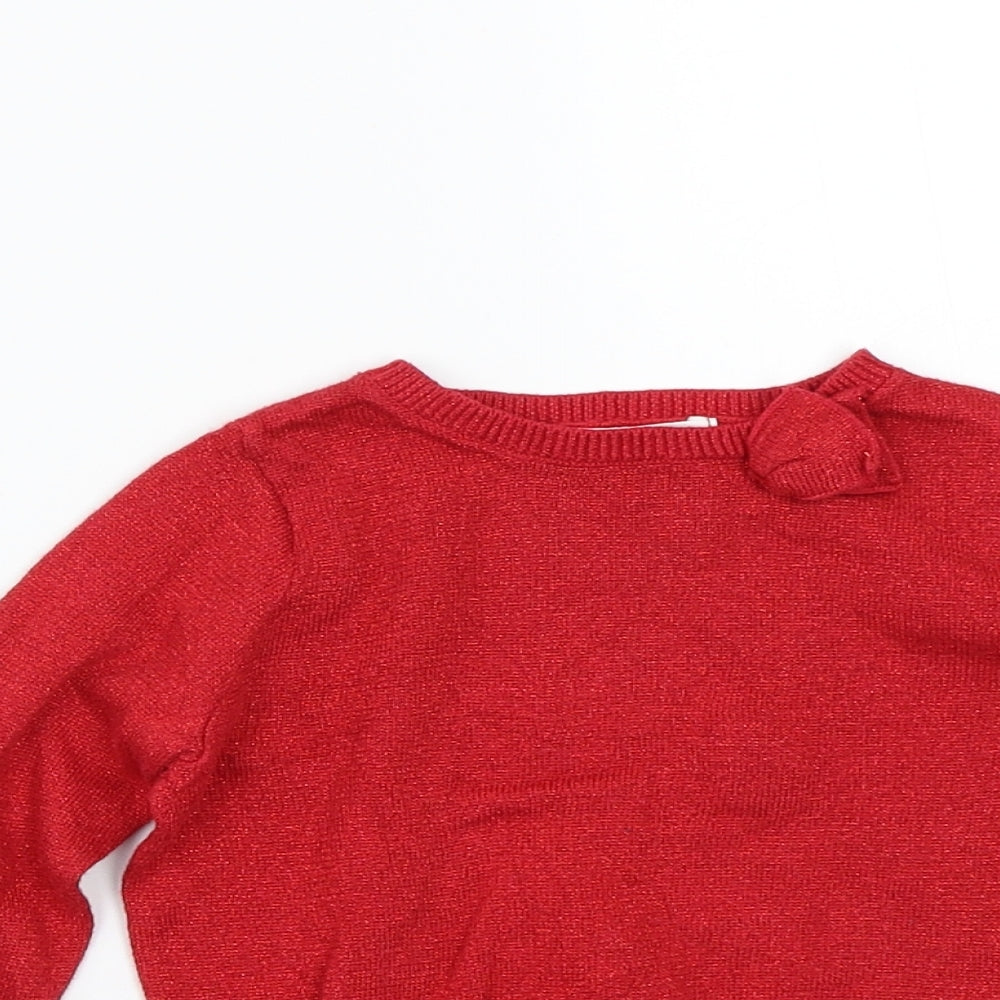 H&M Girls Red   Pullover Jumper Size 2 Years