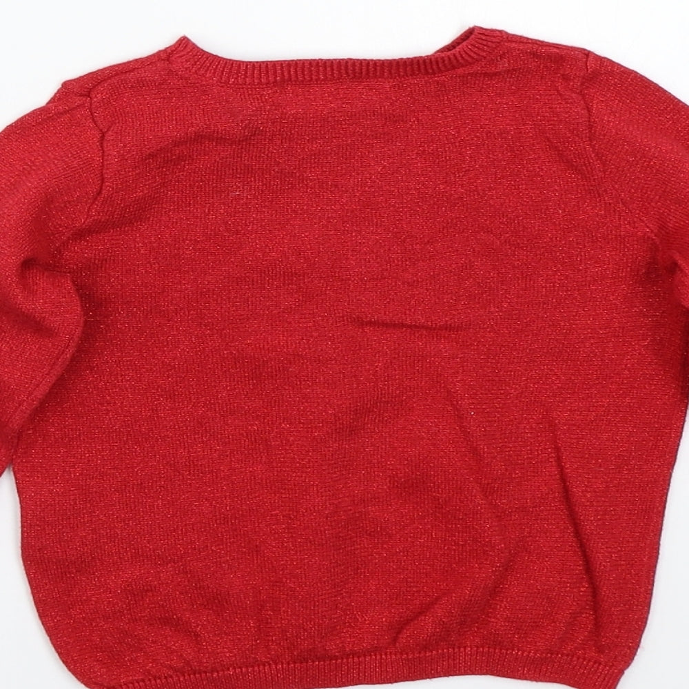 H&M Girls Red   Pullover Jumper Size 2 Years