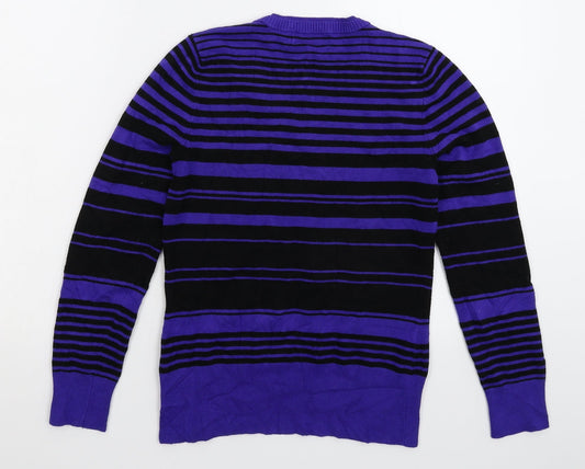 Debenhams Womens Purple Striped Knit Pullover Jumper Size 8