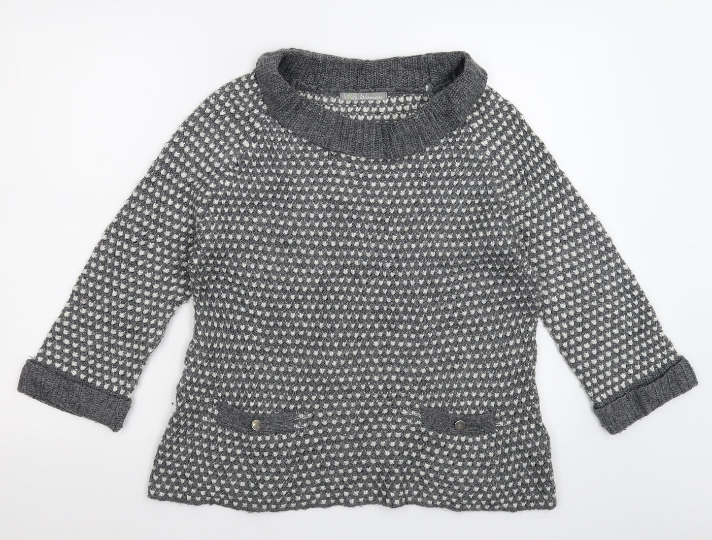 Marks and Spencer Womens Grey  Knit Pullover Jumper Size 10