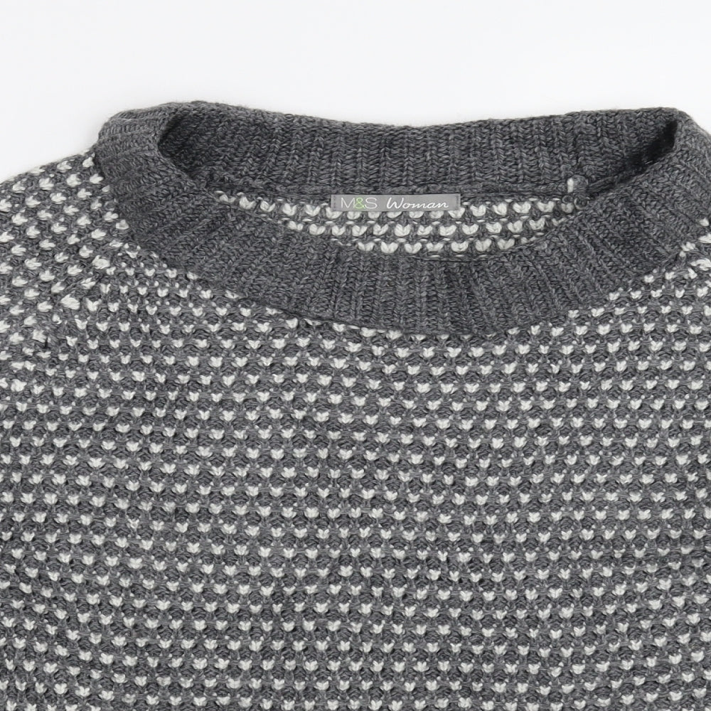 Marks and Spencer Womens Grey  Knit Pullover Jumper Size 10