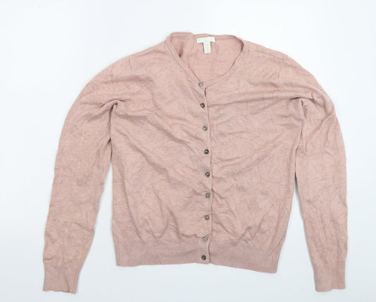 H&M Womens Beige  Knit Cardigan Jumper Size M
