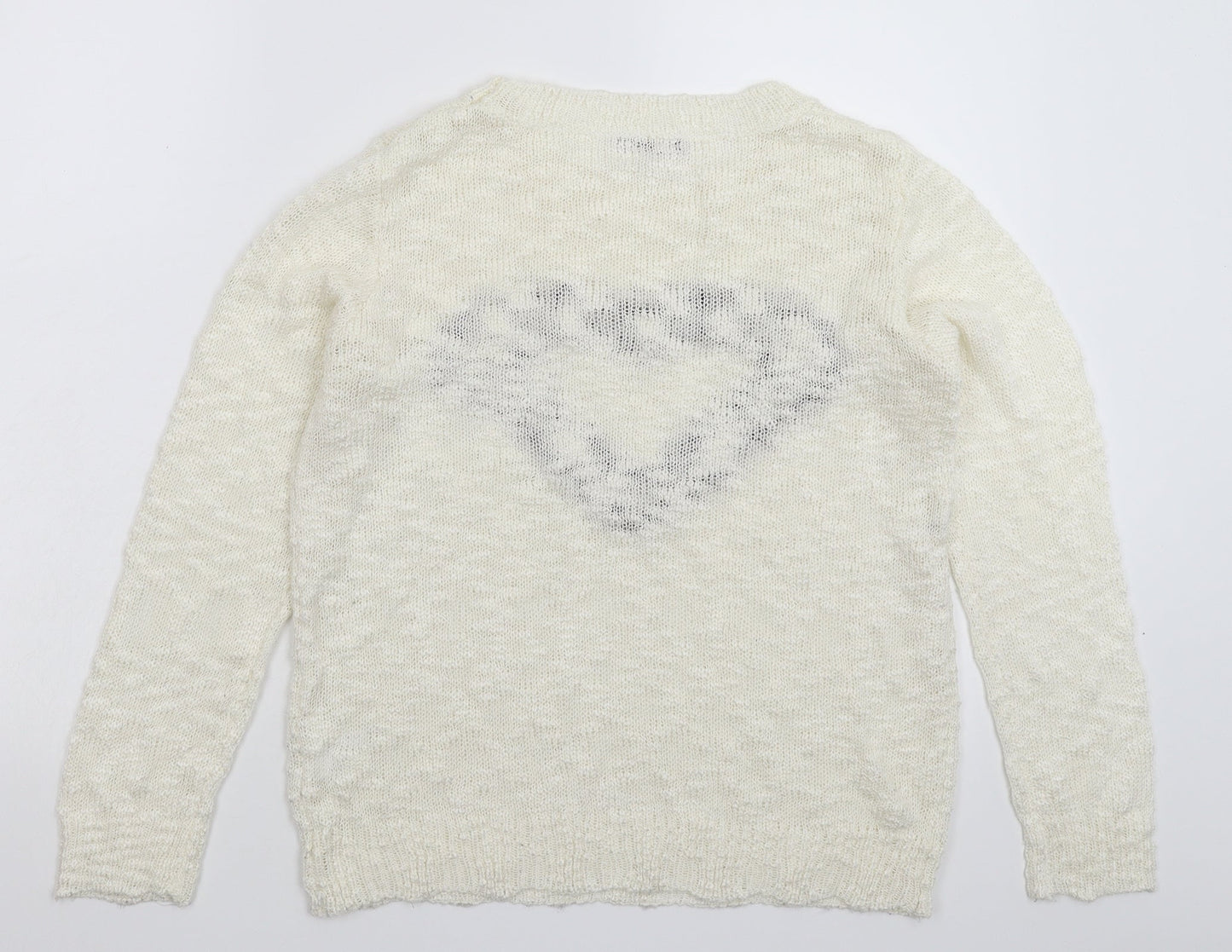 Roman Womens White  Knit Pullover Jumper Size 10