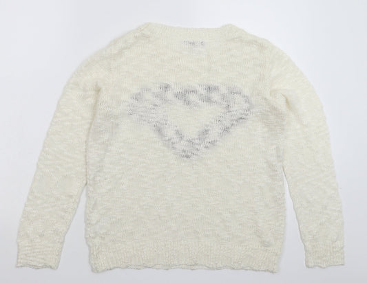 Roman Womens White  Knit Pullover Jumper Size 10