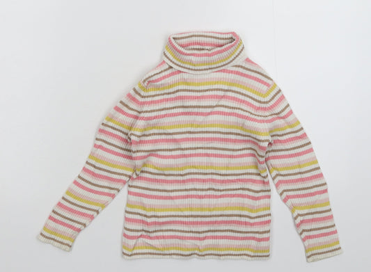 George Boys White Striped Knit Pullover Jumper Size 3-4 Years