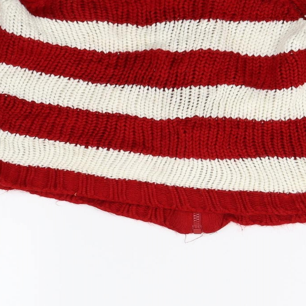 H&M Boys Red Striped  Cardigan Jumper Size 5-6 Years