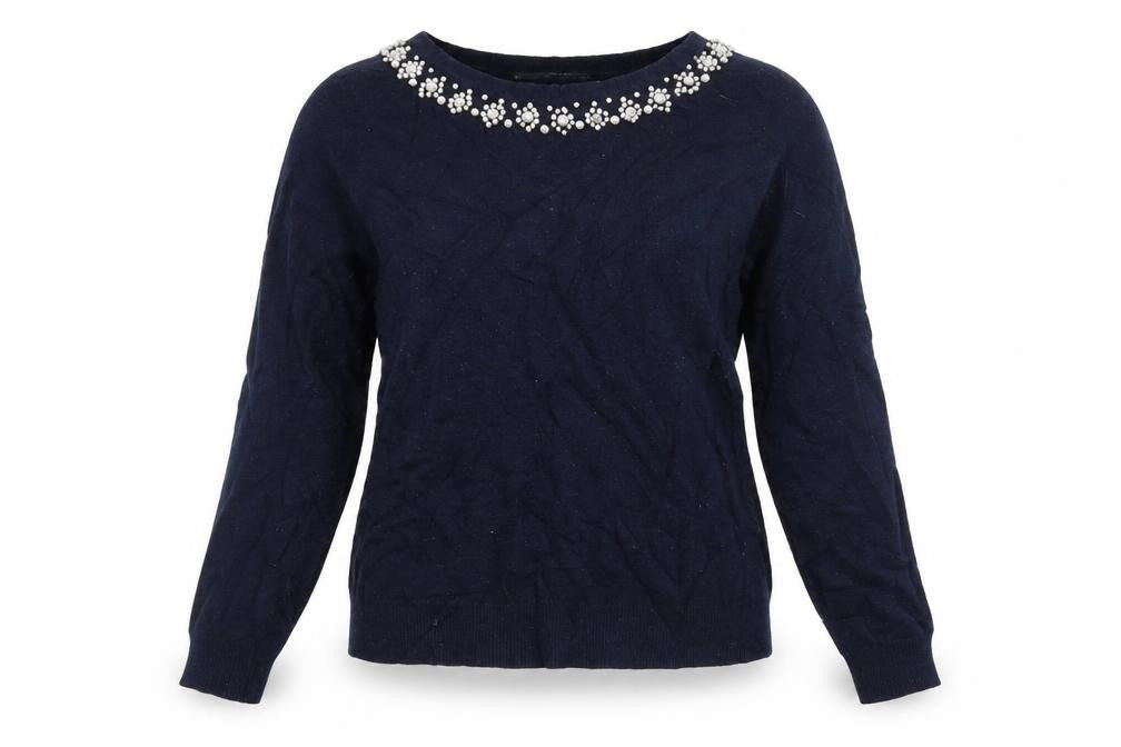 He Loves Me Womens Blue   Pullover Jumper Size 14  - Studded collar