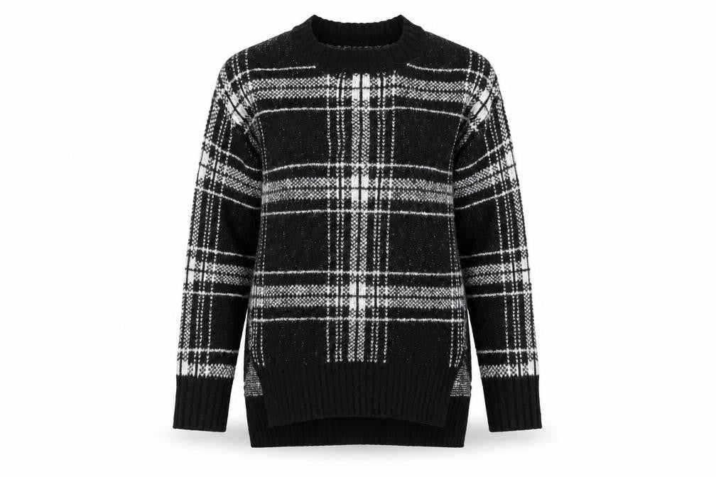 M&S Womens Black Check  Pullover Jumper Size S