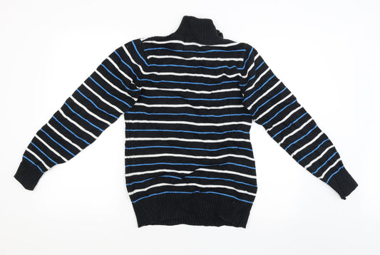 digginchd Mens Black Striped  Cardigan Jumper Size S