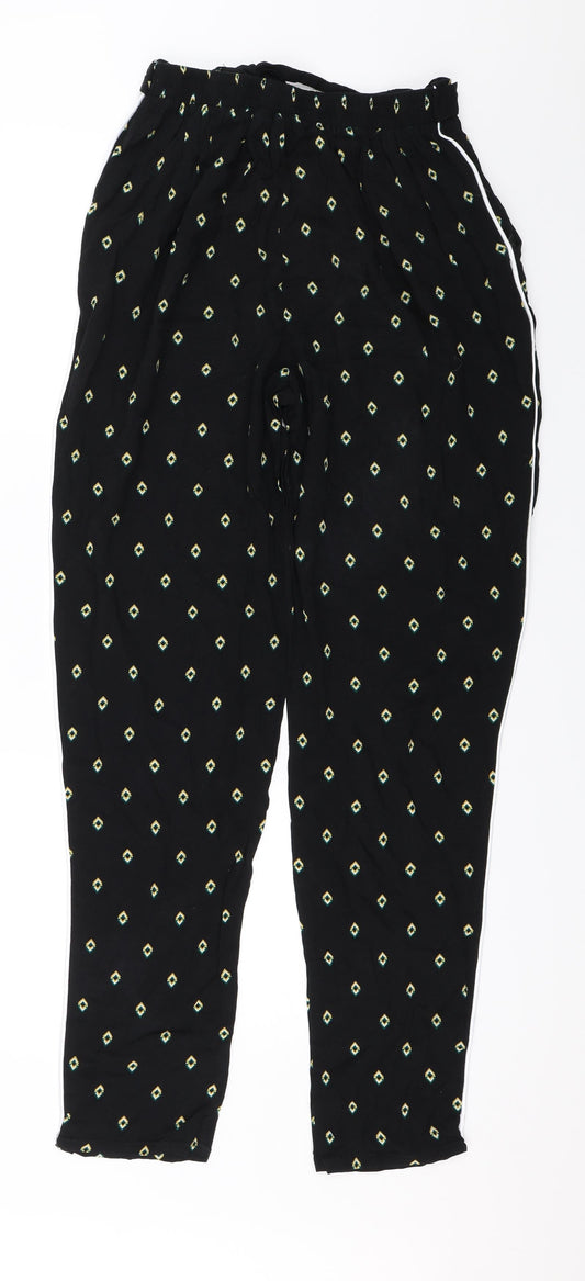 Dorothy Perkins Womens Black Geometric  Trousers  Size 8 L31 in