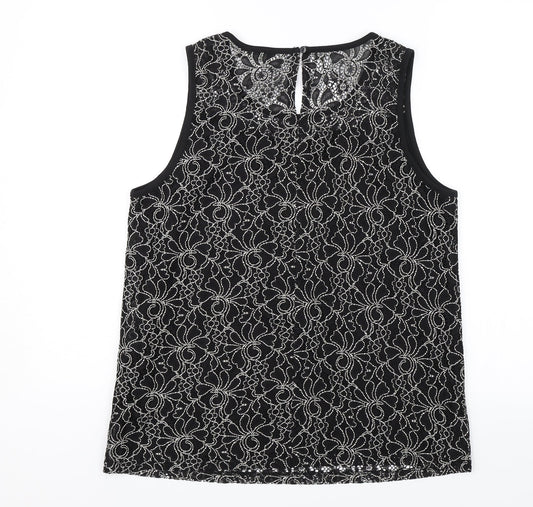 Papaya Womens Black Floral  Basic Blouse Size 12