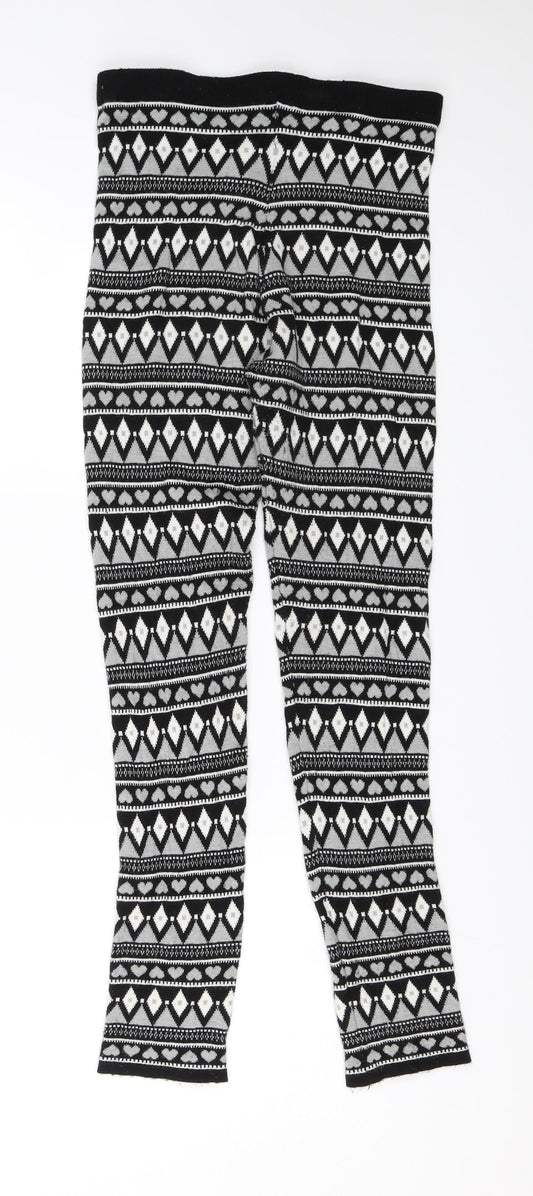 Primark Girls Black Geometric  Sweatpants Trousers Size 13-14 Years