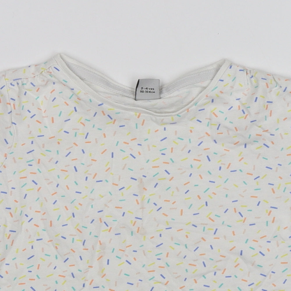 TU Girls White   Basic T-Shirt Size 3-4 Years  - Sprinkles