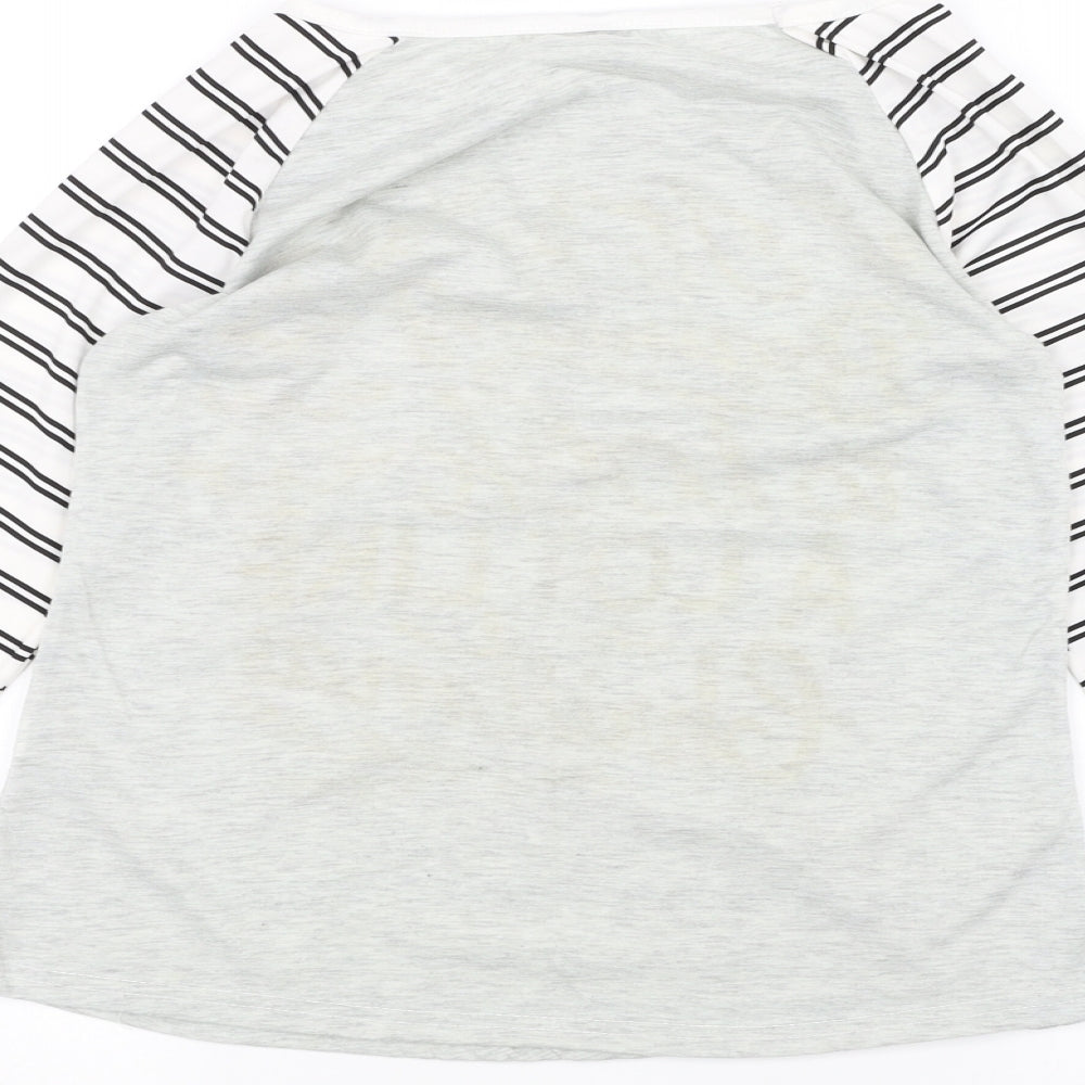 Preworn Womens White Striped  Basic T-Shirt Size M
