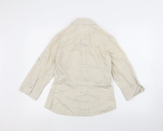 H&M Womens White Striped  Basic Button-Up Size 8