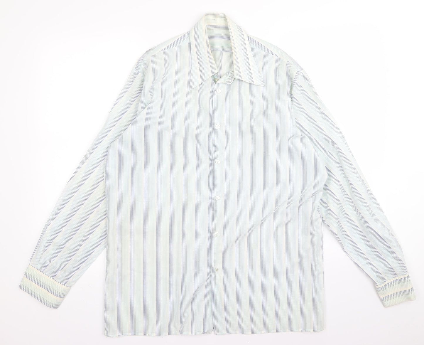 Preworn Mens Blue Striped   Button-Up Size L